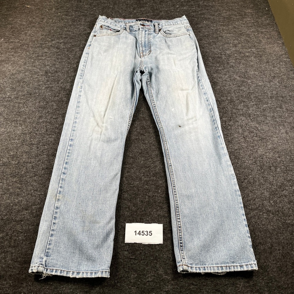 Tommy Hilfiger Straight Jeans Mens 30x30 Blue Denim Cotton 5-Pockets Relaxed Fit